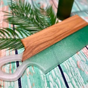 Handmade Jade Live Edge Cherry Wood Charcuterie Board